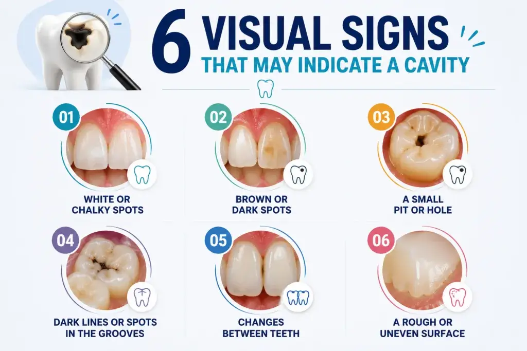 Early and Advanced Visual Indicators of a cavity