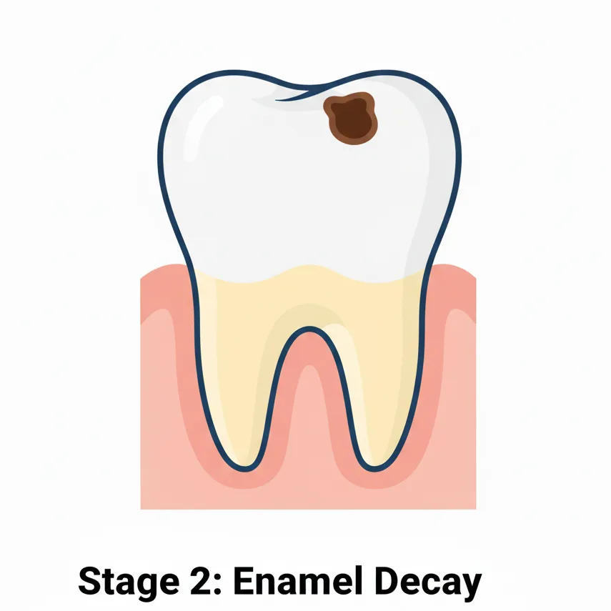 Stage 2 Enamel Decay