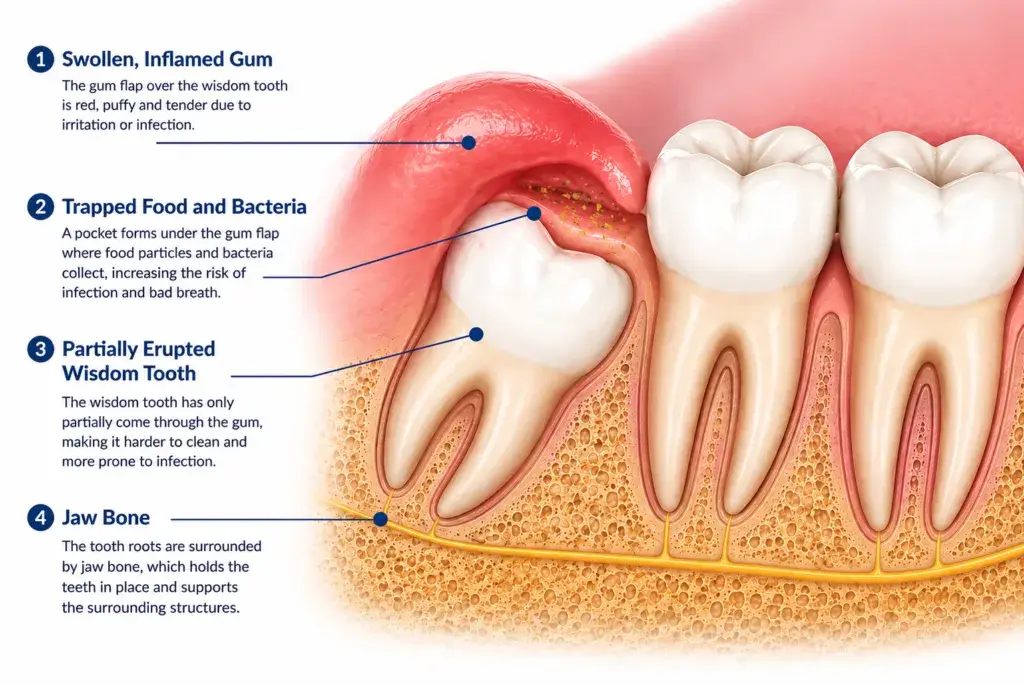 causes of swelling around wisdom tooth