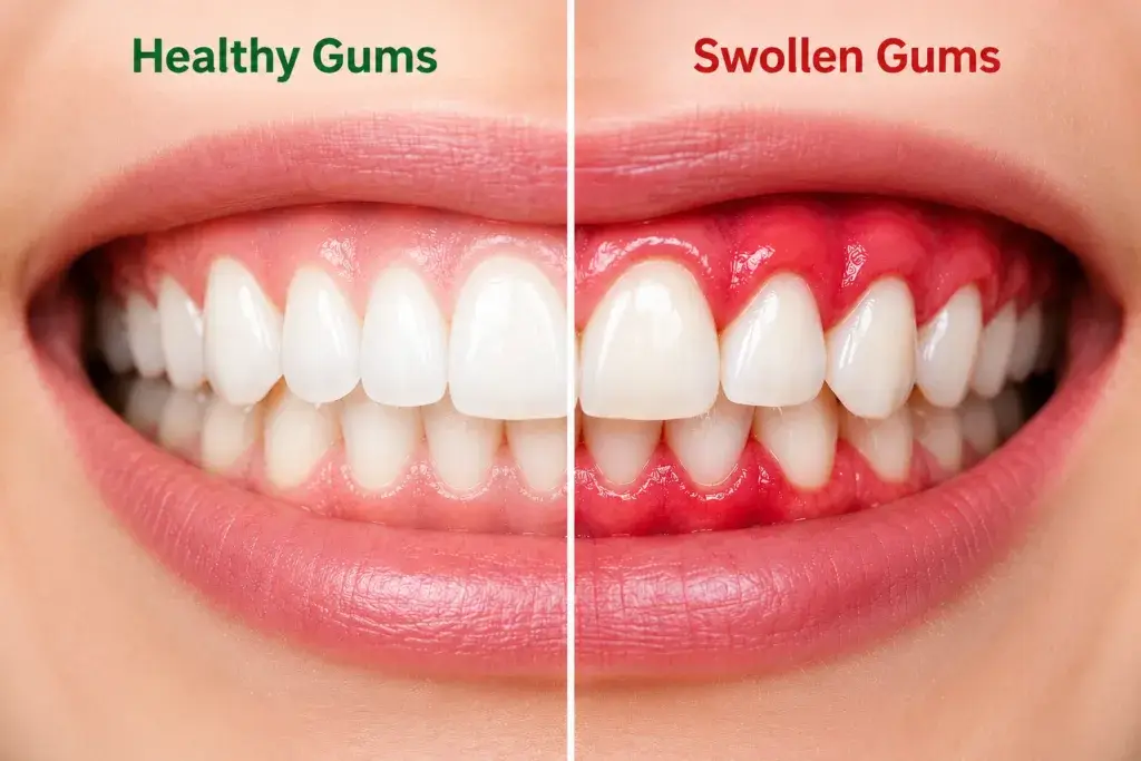 what swollen gums look like